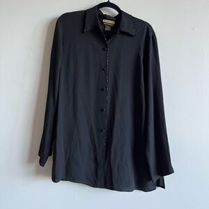 Vintage 100% silk beaded button down blouse